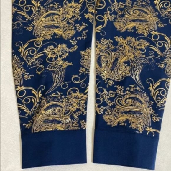 NWOT JOGAL Mandarin Button Down Dress Shirt w Metallic Gold Graphics Size S - Picture 4 of 7